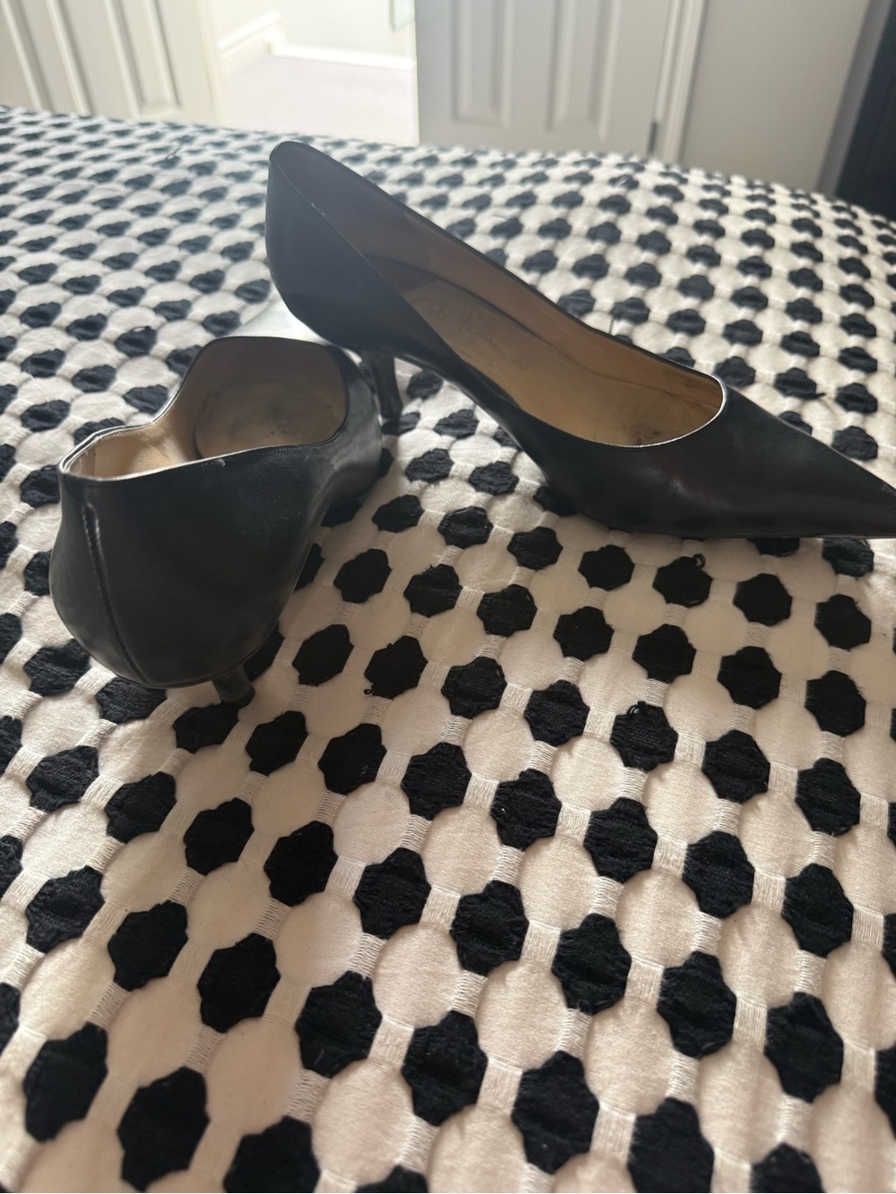 Cole Haan Black Leather Pointed Toe Pumps - Picture 2 of 6